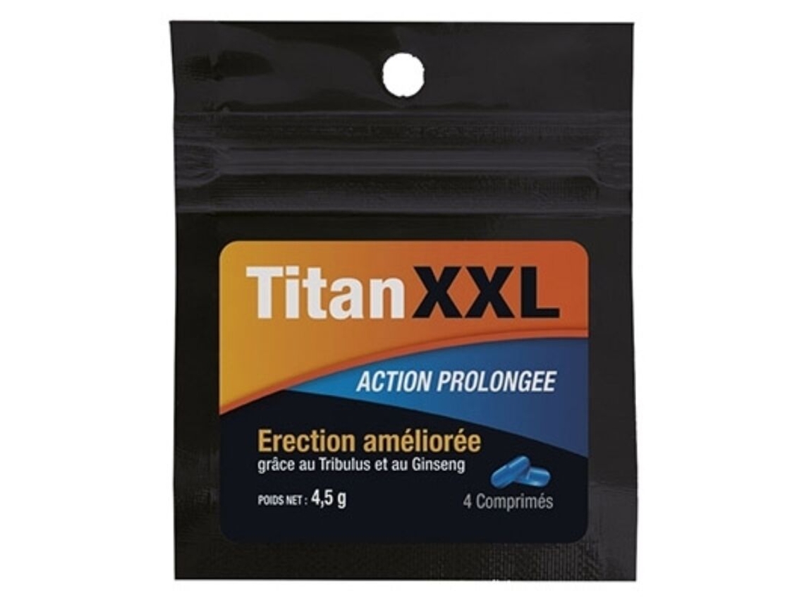 Titan Xxl Action Prolongée - Suplemento De Ereção Para Homens 4 Cápsulas