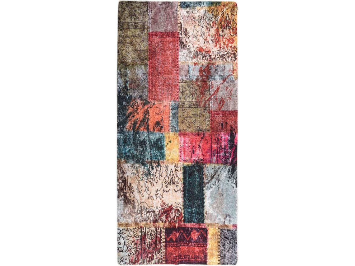 vidaXL Tapete lavável antiderrapante 80x300 cm patchwork multicor