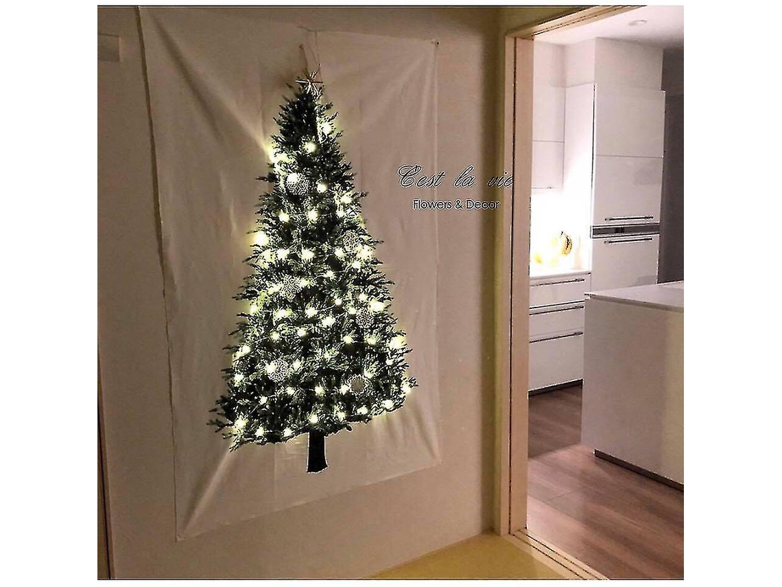 Painel Decorativo De Parede Em Tecido Com Árvore De Natal Verde, Não Inclui Luzes De Natal.-aquaforge