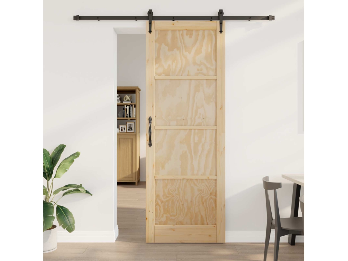 Vidaxl Porta Deslizante Orkdal 83 X 232 Cm Madeira De Pinho Maciça