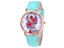 Relógio de pulso casual para estudantes com pulseira de couro sintético e mostrador redondo (verde menta)