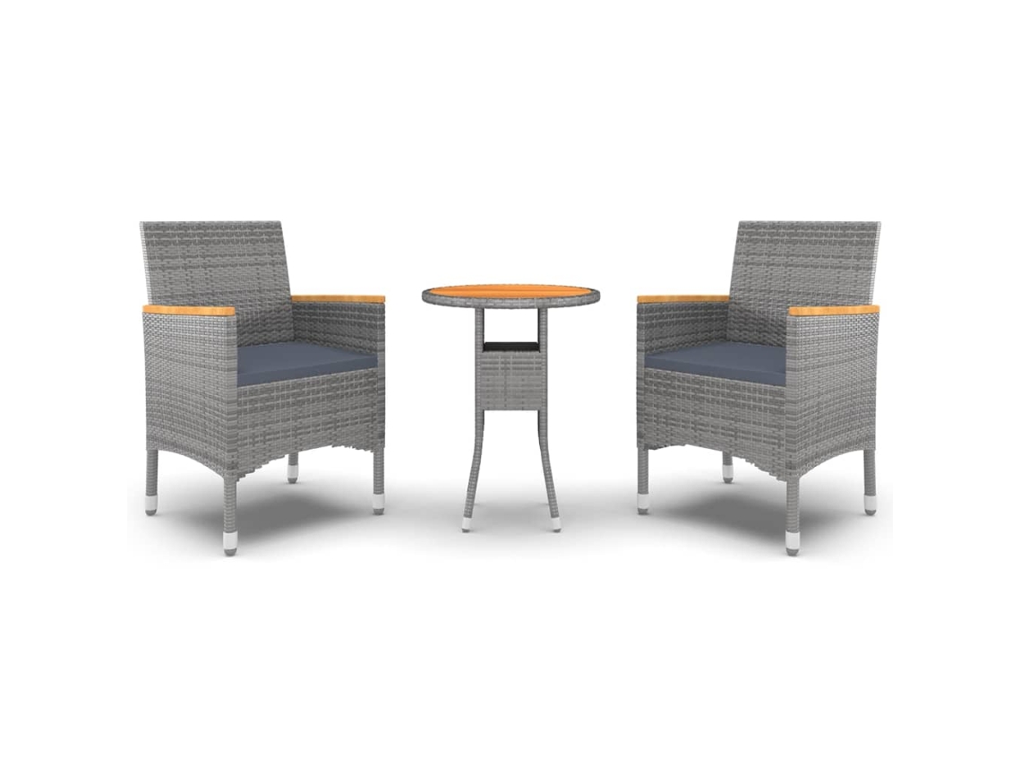 Maison Exclusive - 3 Pcs Conjunto De Jantar Para Jardim Vime Pe Cinzento