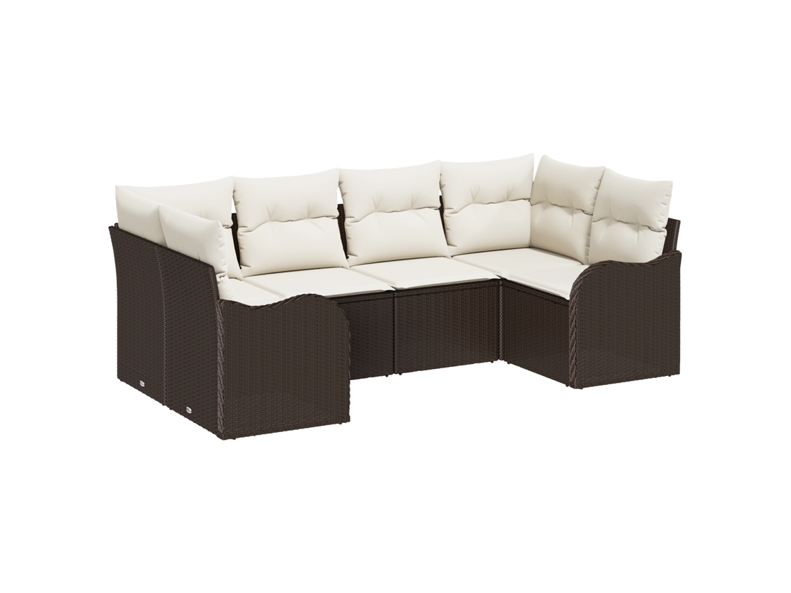 Conjunto 6 Conjunto De Jardim Vidaxl Castanho Vime Pe (121 X 61.5 X 69 Cm)