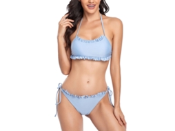 Biquíni Feminino Halter Bojo Removível Azul M