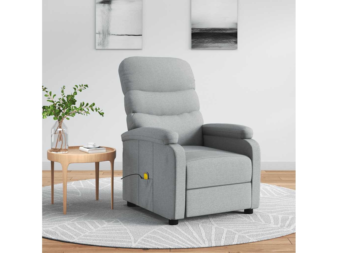 Vidaxl Poltrona De Massagens Tecido Cinzento-claro