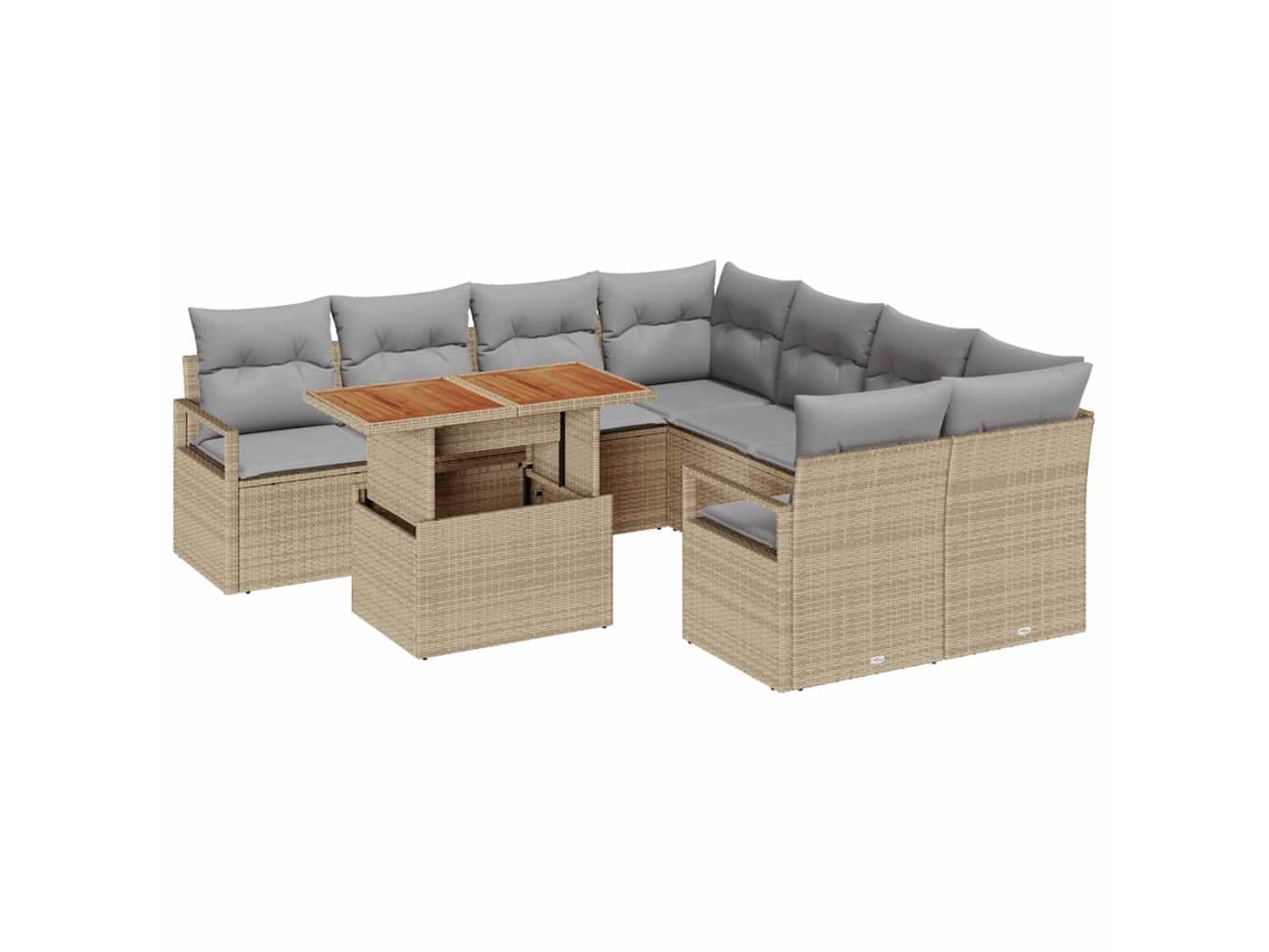 Maison Exclusive - Conjunto De Jantar Para Jardim Com Almofada 9 Pcs Bege E Cinza