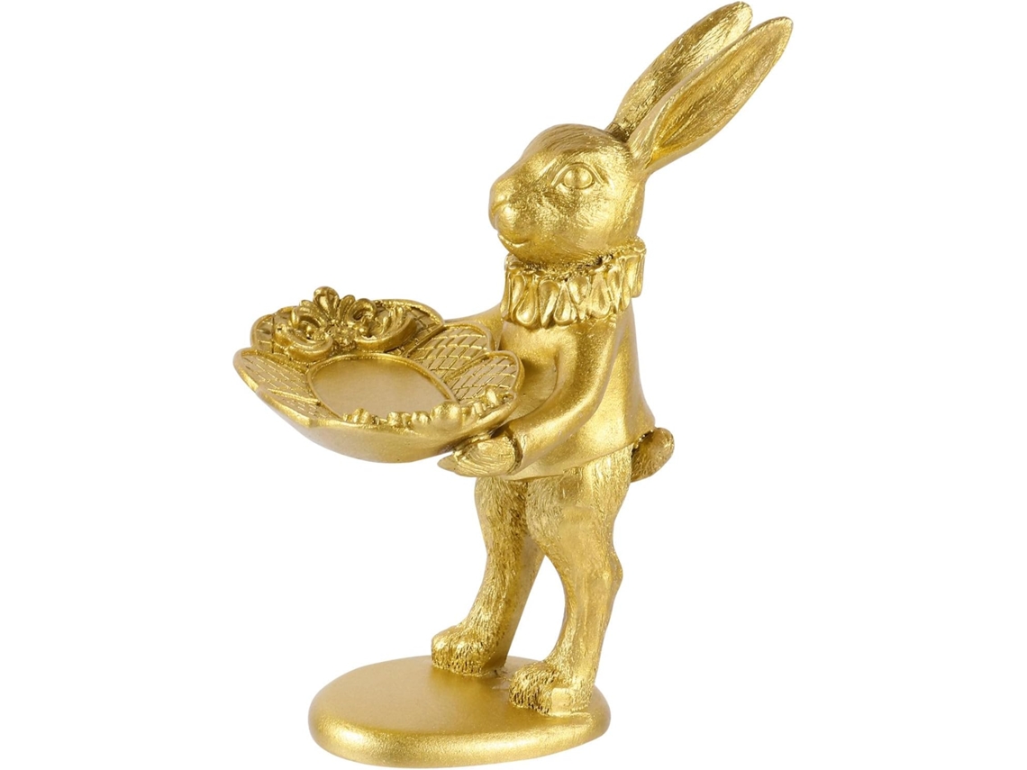 Expositor De Joias Em Resina Com Design De Coelho Dourado Para Organizar Brincos E Outras Joias. Ideal Para Organizar Suas Peças.