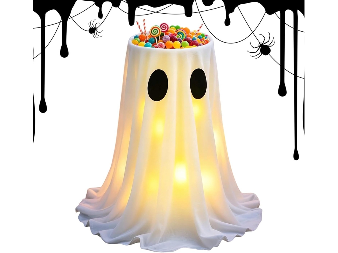 Decoração De Halloween Com Fantasmas E Tigela De Doces Para Área Externa |