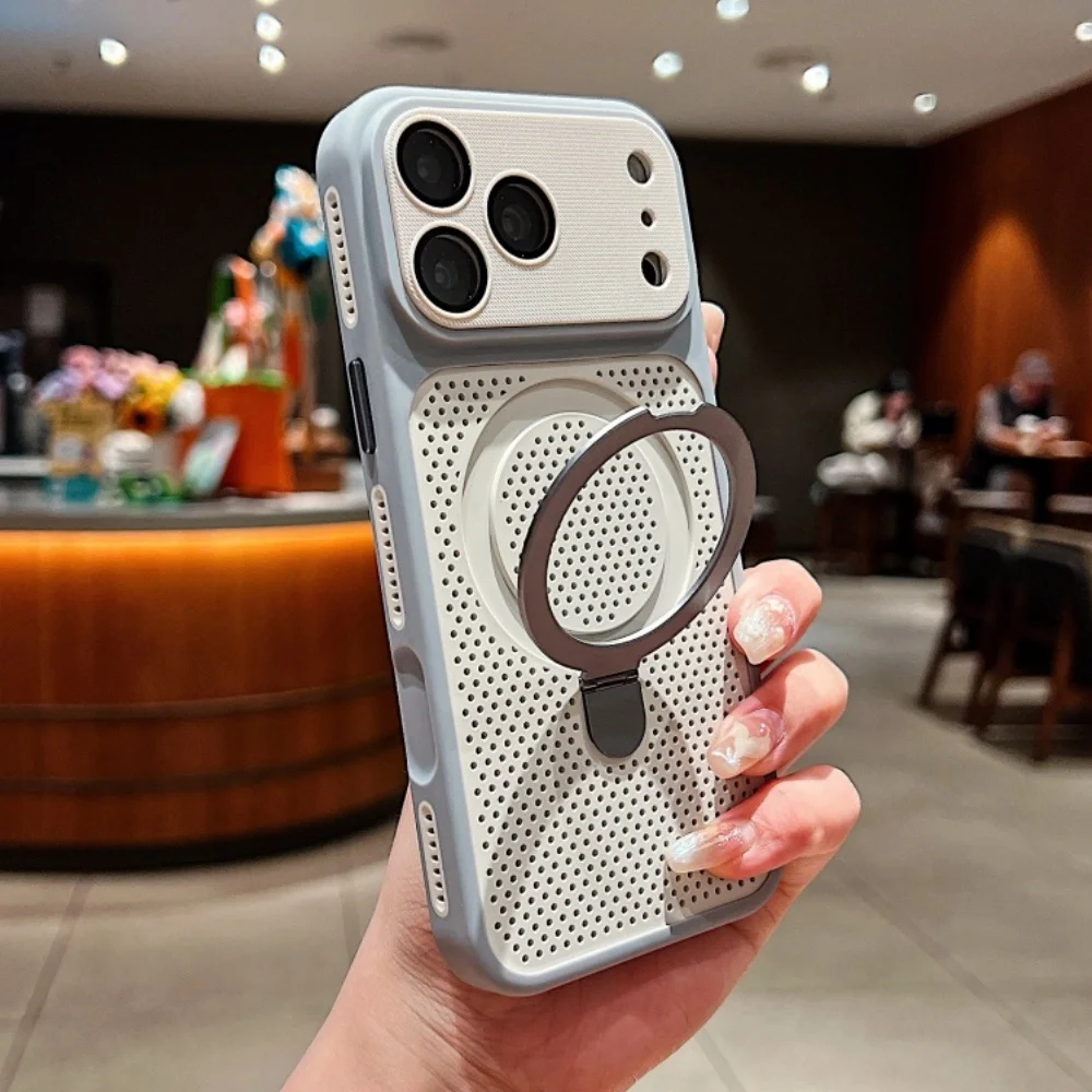 Capa Magsafe Para Iphone 13 (branca), Com Suporte, Respirável E Dissipadora De Calor, Com Suporte Magnético.