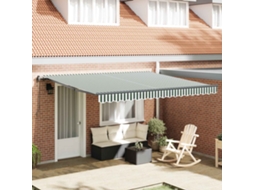 Vidaxl Toldo Retrátil Verde E Branco 400 × 350 Cm Tecido E Alumínio