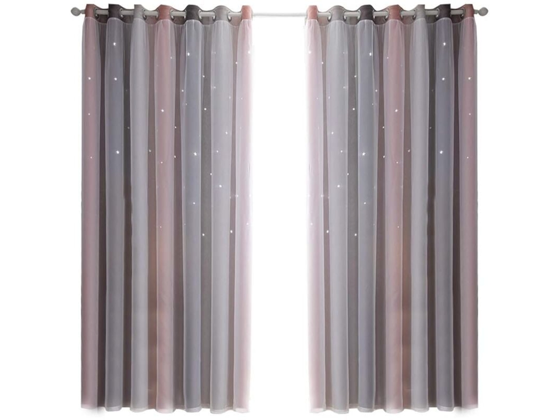 Cortinas Blackout Para Quarto, Cortinas À Prova De Som, Com Isolação Térmica, Cortinas Blackout Estampadas (134 X 160 Cm, Rosa)