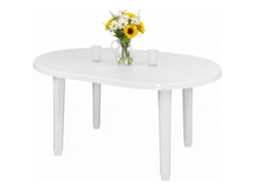 Mesa De Jardin Oval 130x90cm De Resina Auxiliar Exterior Desmotable Portatil, Camping, Terraza, Acampada, Playa. (blanco)