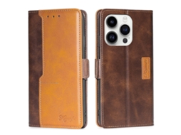 Capa Para Iphone 15 Pro Max Pele Sintética Magnética Castanho