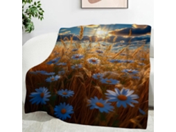 Manta Daisy com Flor de Corniso 180x200 Cm Multifuncional Macia Colcha Flanela Aconchegante Ideal para Escritó