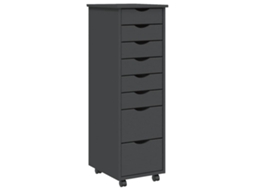 Rolling Cabinet, Rolling Cabinets Vidaxl Cinzeto Madeira De Pinho (34 X 39 X 103 Cm)