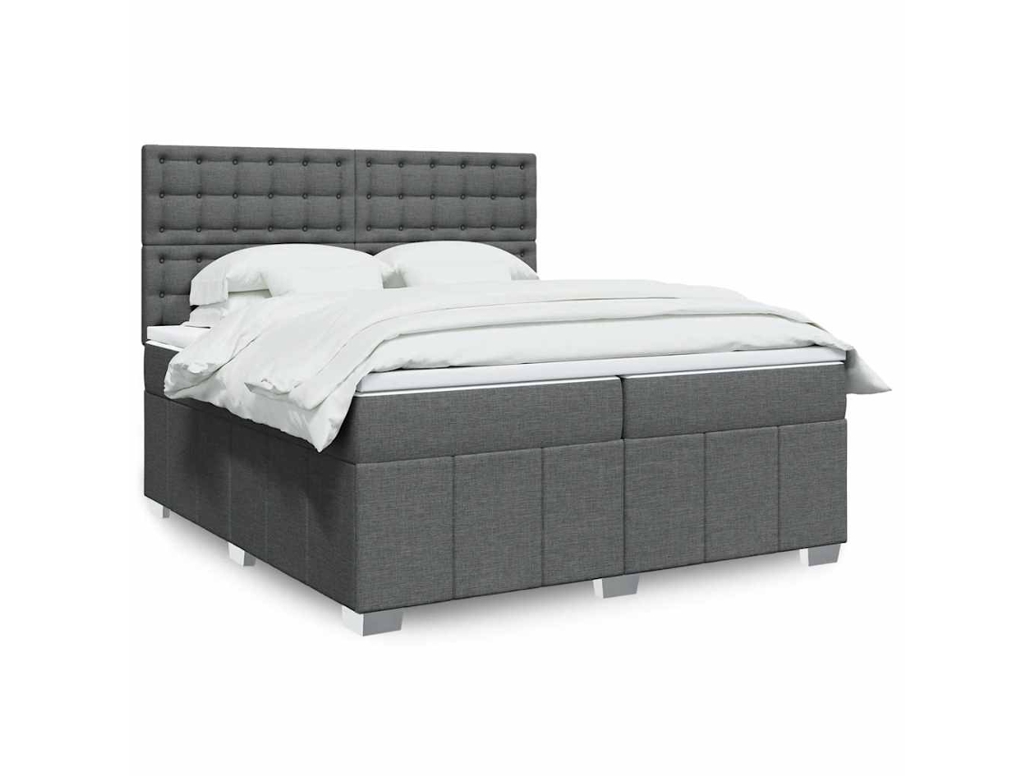Vidaxl Cama Com Molas/colchão 200x200 Cm Tecido Cinzento-escuro