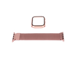 Capa Protetora Pc com Protetor de Tela e Pulseira para Iwatch 45mm Rosa