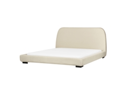 Cama de Casal BELIANI Roisel de Tecido Creme Claro 160x200
