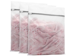 3 Bolsas de Lavanderia de Malha Hexagonal Duráveis para Roupas Delicadas 16x20 Polegadas (3 Grandes)