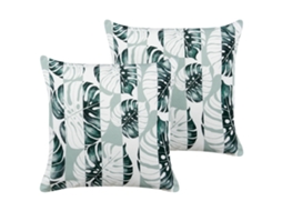 Conjunto De 2 Almofadas De Exterior Beliani Termini De Poliéster Verde 45x45x10