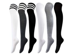 2026 6 Pares de Meias Altas de Coxa Quentes para Mulher Meias Botas Meia Quente