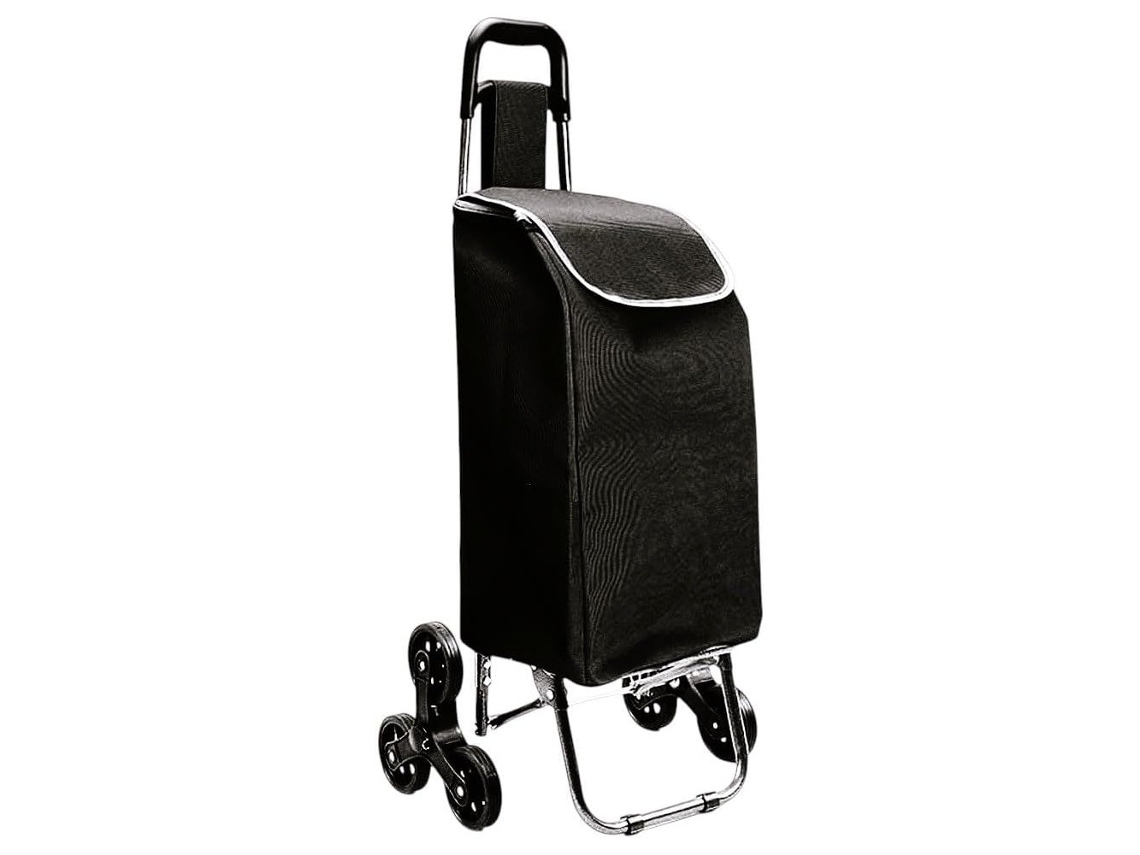 Carro De La Compra Plegable Con 6 Ruedas Para Subir Escaleras, Carrito Del Mercado, Bolsa Impermeable De 42l Litros (negro)