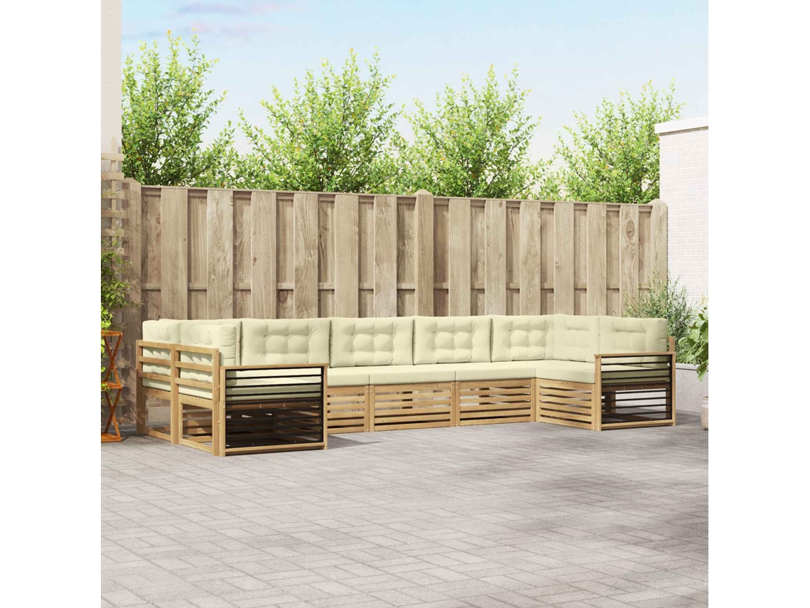 Vidaxl Conjunto De Sofás Para Exterior 7 Unid. Branco E Creme