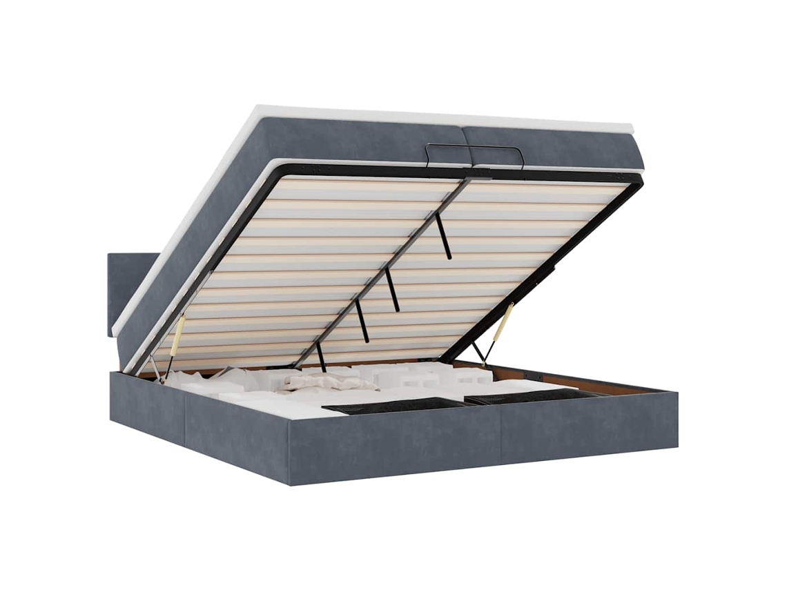 Moldura de Cama Otomana com Colchão Cinza Escuro Veludo MAISON EXCLUSIVE