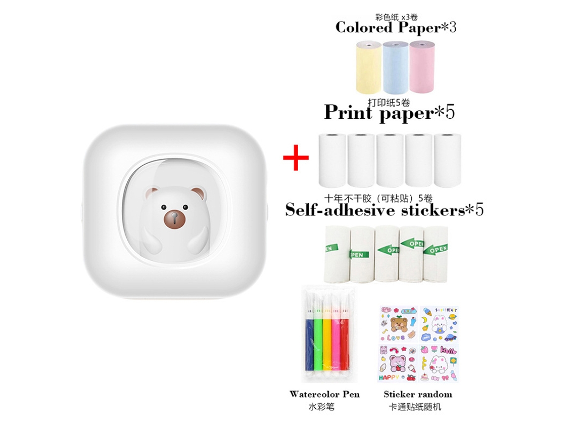 7 Folhas De Papel Branco + 3 Folhas De Papel Colorido + 5 Adesivos Autocolantes + 5 Folhas De Papel Em Branco + Canetas Coloridas + 1 Adesivo Aleatóri