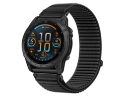 Bracelete para Garmin XIAOMOYU Nylon Trançado Fecho de Velcro Interface de Metal Preta (22mm)