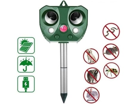 Repelente ultrassônico de animais com energia solar Reveal para áreas externas, sensor de movimento PIR, repelente de Praga para gatos, gatos, pássaros e ratos (Rokoo)