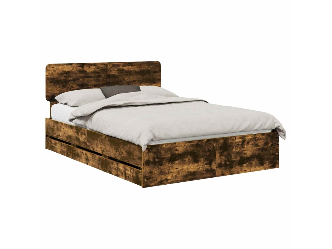 Maison Exclusive - Estrutura Da Cama Com Cabeceira Carvalho Fumado 160 X 200 Cm