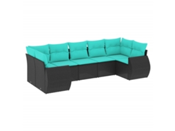 Conjunto de Sofá de Jardim, 7 Peças, Almofadas, Rattan Preto MAISON EXCLUSIVE