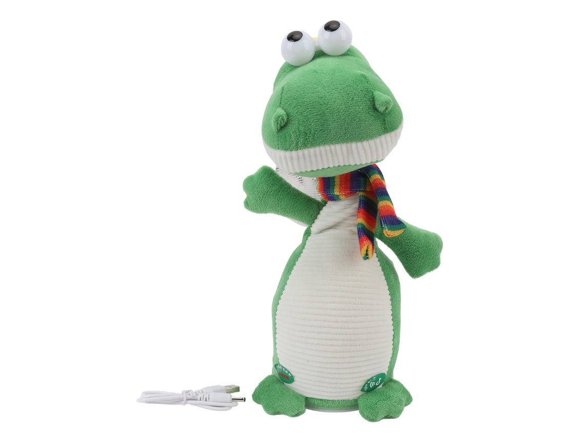 Dinossauro de pelúcia interativo, dançarino e cantor, animado, feito de algodão, para diversão educativa.