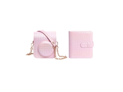 Conjunto De Capa Para Câmera Instax Mini 12 E Álbum De Fotos Rosa Brilvibera