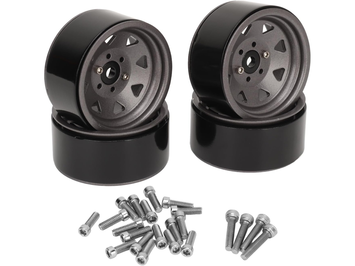 Conjunto de 4 Rodas Rc de 1,9 polegadas Encaixe Universal, Montagem Sólida, 8 Raios para Scx10 Ii Iii SFUSHOS (titânio)