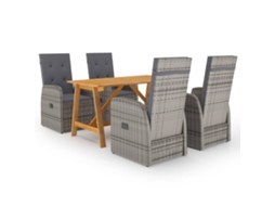 5 Pcs Conjunto De Jantar Para Jardim Cinza Dkd Home Decor