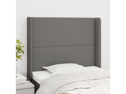 Vidaxl Cabeceira Cama C/ Abas Tecido 103x16x118/128 Cm Cinzento-escuro