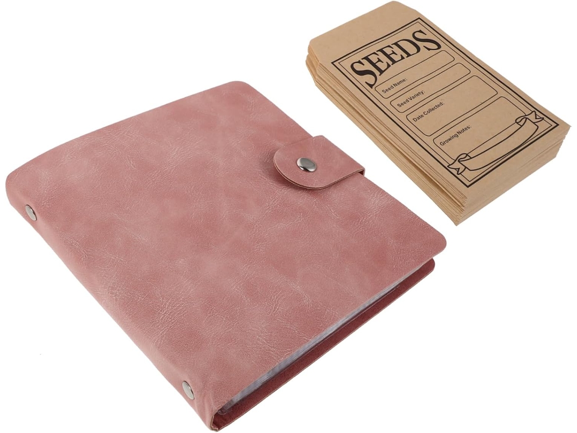 Organizador De Sementes Com Capa Em Couro Sintético, Fichário Com Argolas E Envelopes Transparentes, Gokoco