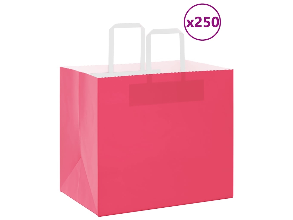 Vidaxl Sacos De Papel 250 Unid Com Alças Rosa 32x22x28 Cm