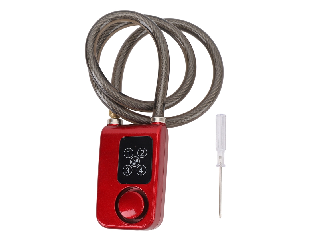 Candado Antirrobo digital con alarma, sin llave, resistente al agua, rojo | S/MARCA