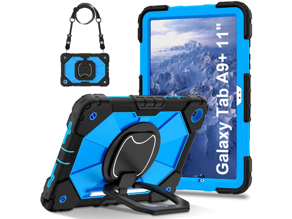 Capa Para Tablet Galaxy Tab A9 Plus 11 2023 - Protetora Azul Com Suporte Giratório - Resistente A Quedas E Durável - Compatível Com Samsung