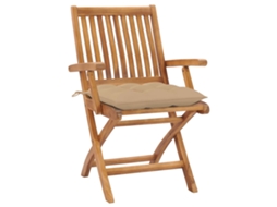 Maison Exclusive - Cadeiras De Jardim C/ Almofadões Bege 2 Pcs Teca Maciça