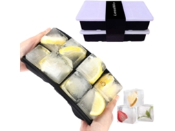 Conjunto De 2 Formas De Gelo Silicone Com 8 Cavidades E Tampas