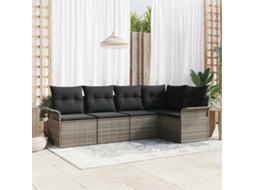 Vidaxl Conjunto De Sofá De Jardim 5 Unid. Cinzeto Vime Pe