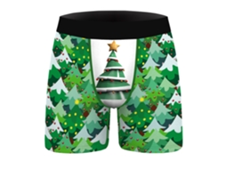 Cueca Boxer Estampada com Estampa de Natal para Homem 2Pcs Xxl