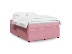 Vidaxl Cama Com Molas/colchão 140x190 Cm Veludo Rosa