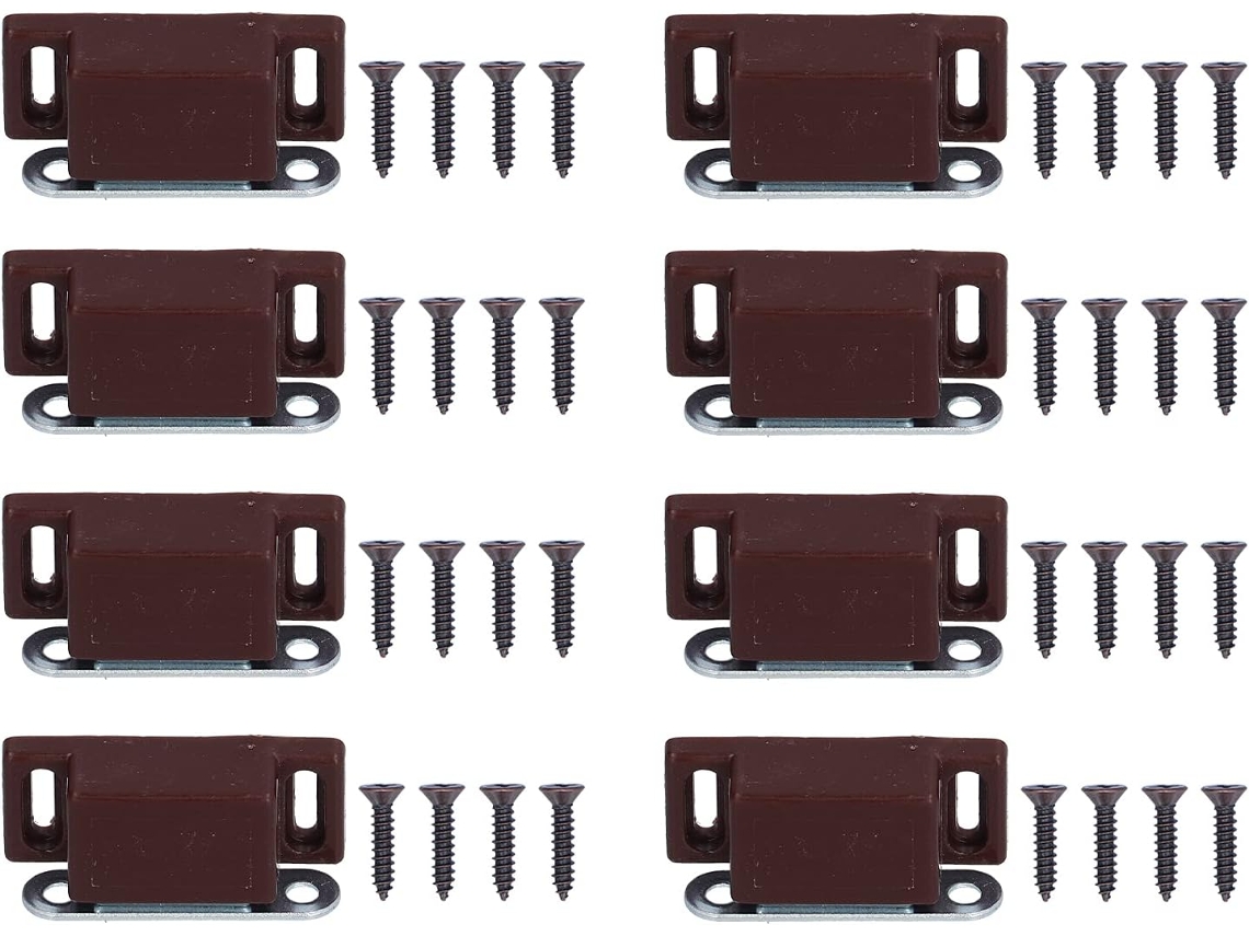 Conjunto De 8 Fechos Magnéticos Aço Inoxidável Portas Armários E Guarda Roupas, Com Amortecedores Móveis
