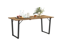 Mesa de Jardim S/MARCA retangular, 6 lugares, buraco para guarda-sol, madeira e aço, 175x80x75cm