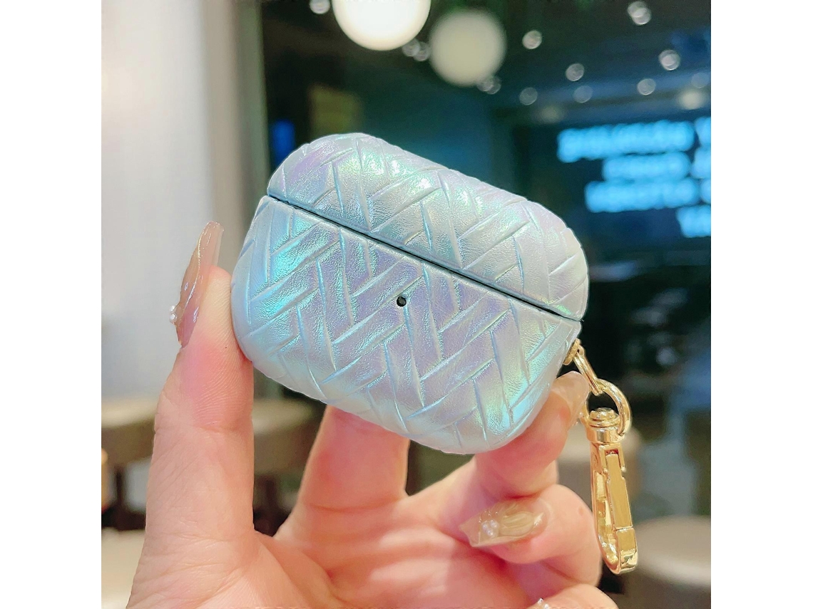 Estojo Para Fones De Ouvido Airpods Pro 2 Com Textura De Trama Colorida E Gancho.